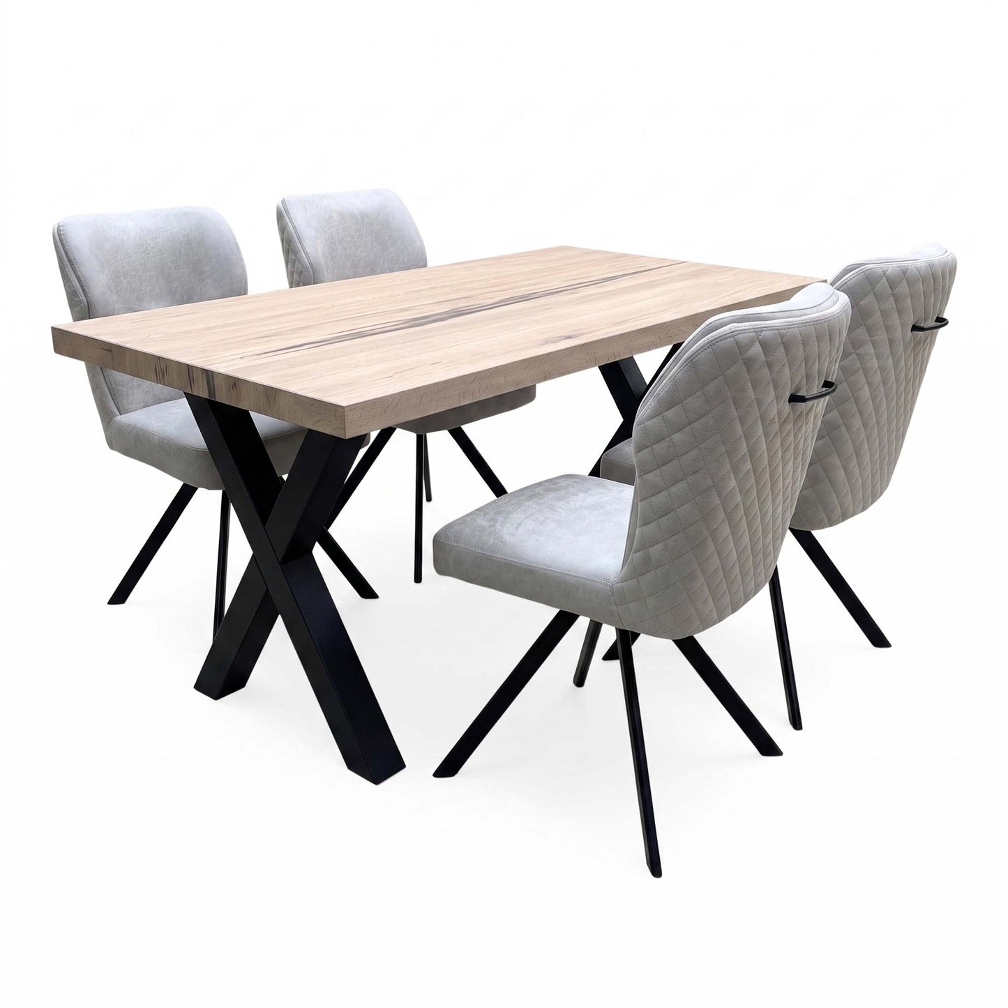 Bodahl Terra 160cm Compact Straight Edge Vintage Grey Dining Table with X Shaped Legs