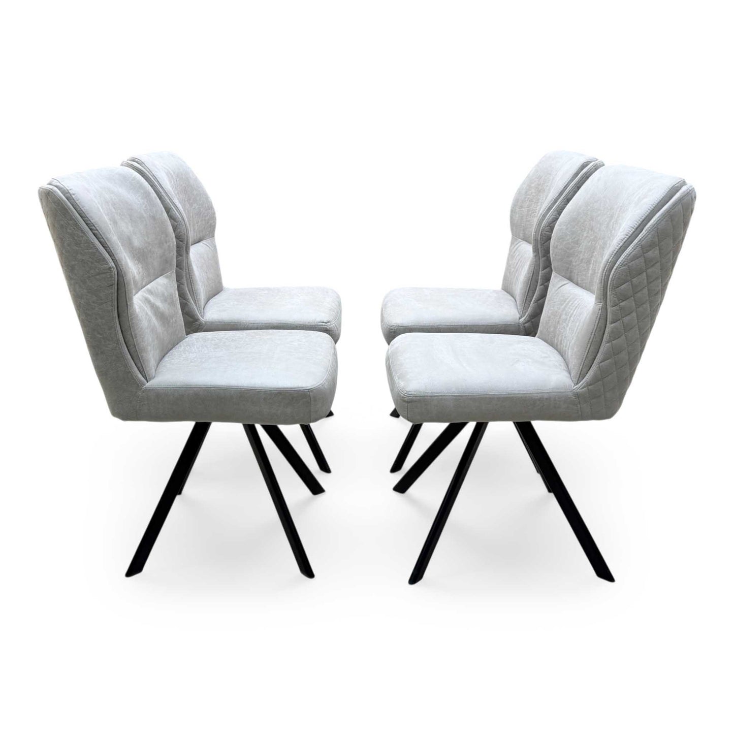 Bodahl Terra 160cm Compact Straight Edge Vintage Grey Dining Table with X Shaped Legs and 4 Taupe Fabric Swivel Dining Chairs