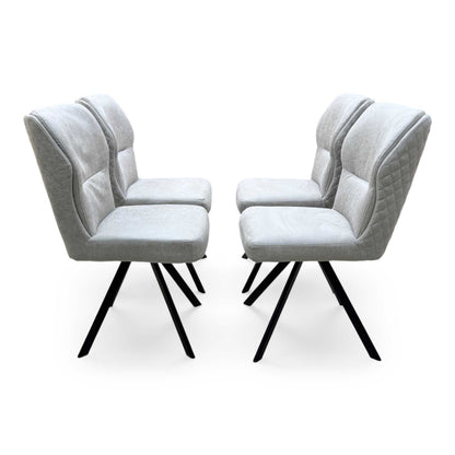 Bodahl Terra 160cm Compact Straight Edge Vintage Grey Dining Table with X Shaped Legs and 4 Taupe Fabric Swivel Dining Chairs