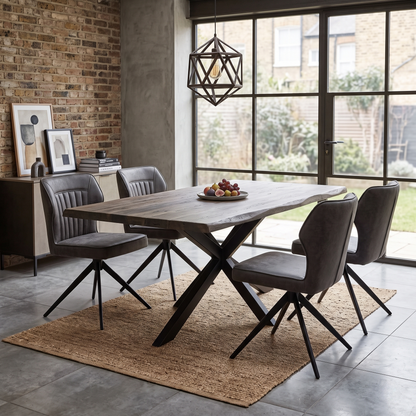 ‘Jayden’ Dark Grey Faux Leather Set of 4 Swivel Dining Chairs