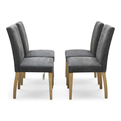 Furnitureland ‘Augusta’ Solid Oak Draw Leaf Extending Dining Table with Grey Cowboy Upholstered Dining Chairs - Set of 4