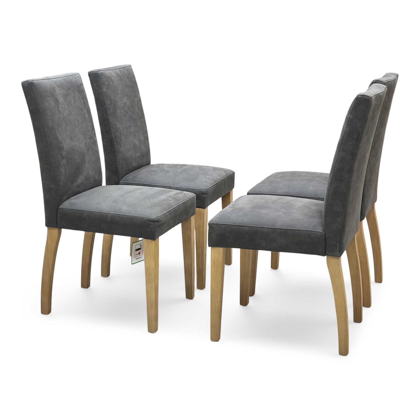 Furnitureland ‘Augusta’ Solid Oak Draw Leaf Extending Dining Table with Grey Cowboy Upholstered Dining Chairs - Set of 4