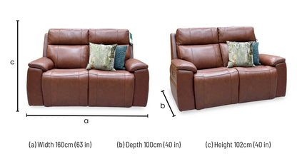 ‘Aero’ Butterscotch Cat-60_07 Brown Leather 2 Seater Power Recliner Sofa with Power Headrests and Heated Seats