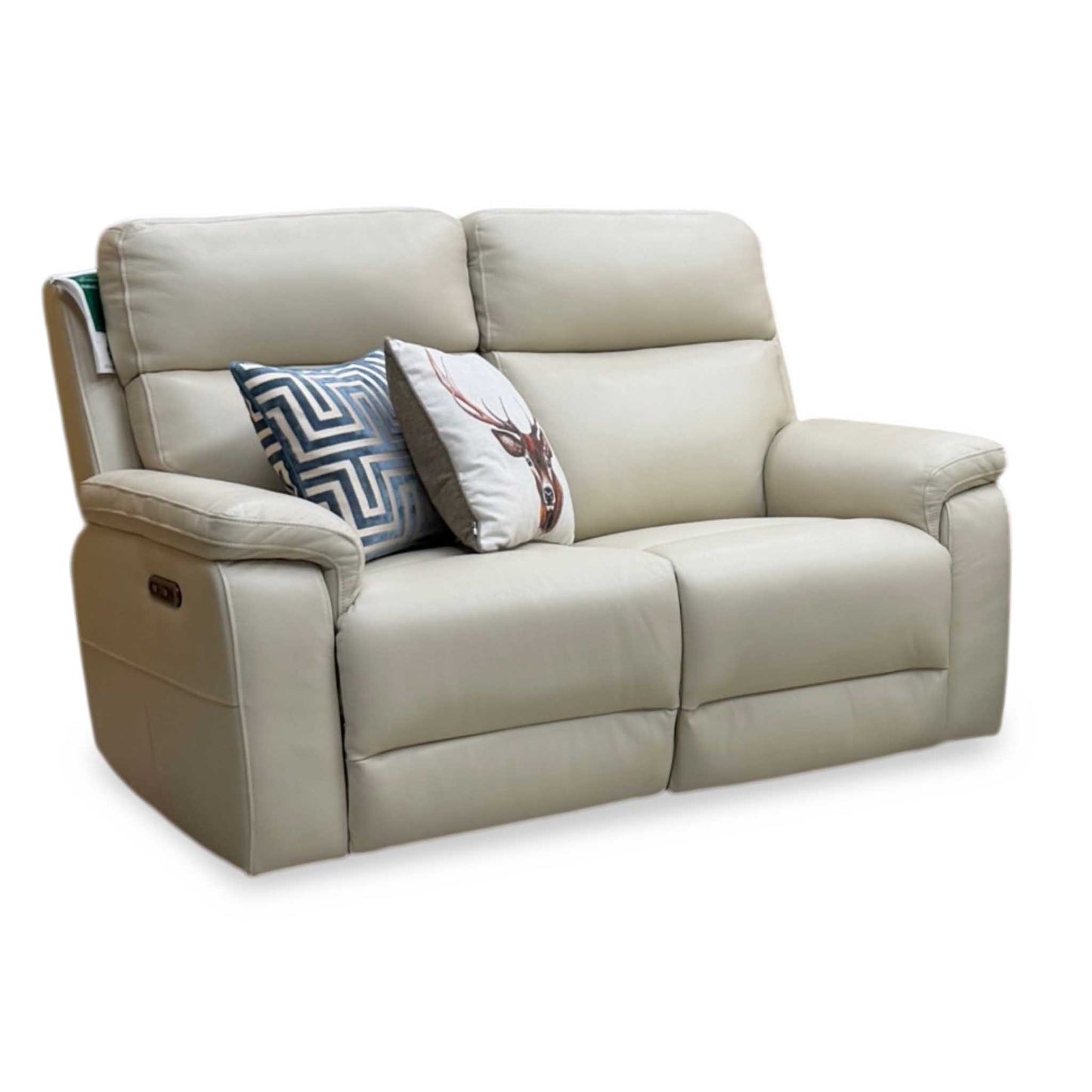 'Raven' Montana Bone China Cat-60:05 Cream Leather 2 Seater Power Recliner Sofa