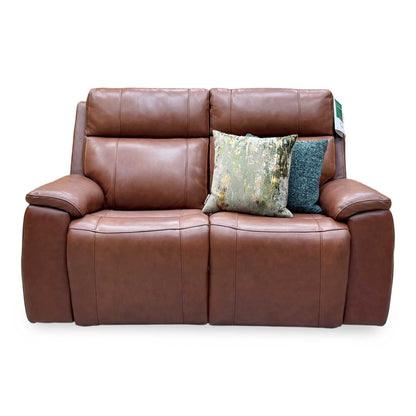 ‘Aero’ Butterscotch Cat-60_07 Brown Leather 2 Seater Power Recliner Sofa with Power Headrests and Heated Seats