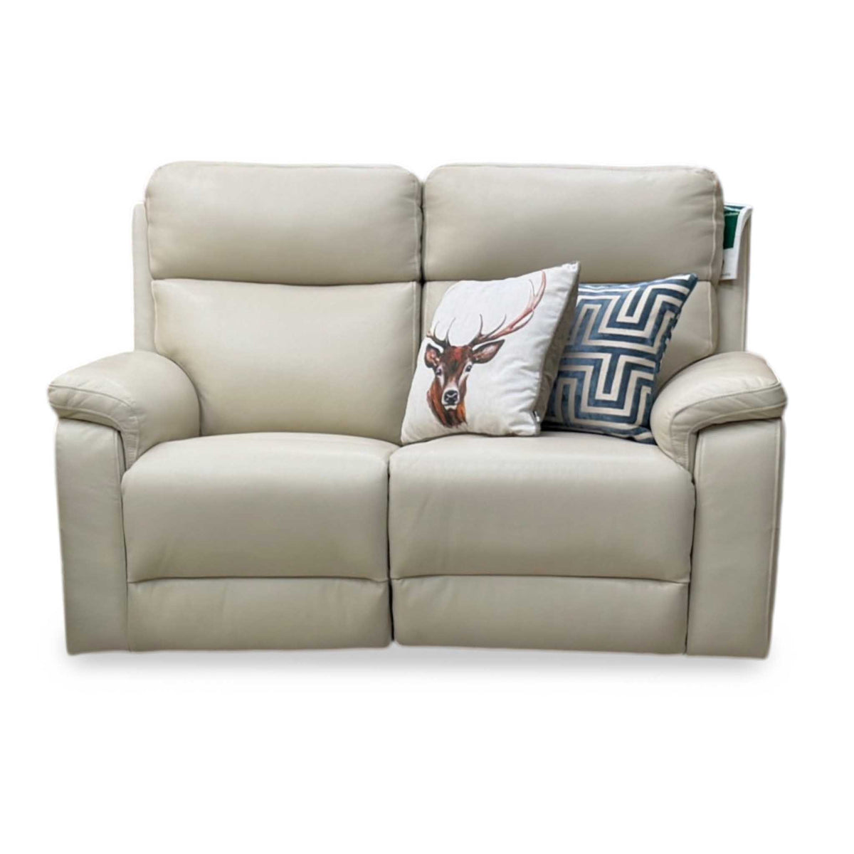 'Raven' Montana Bone China Cat-60:05 Cream Leather 2 Seater Power Recliner Sofa