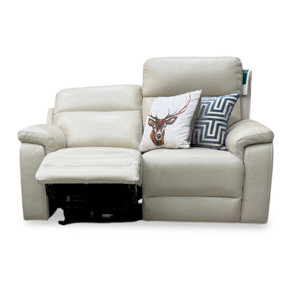 'Raven' Montana Bone China Cat-60:05 Cream Leather 2 Seater Power Recliner Sofa