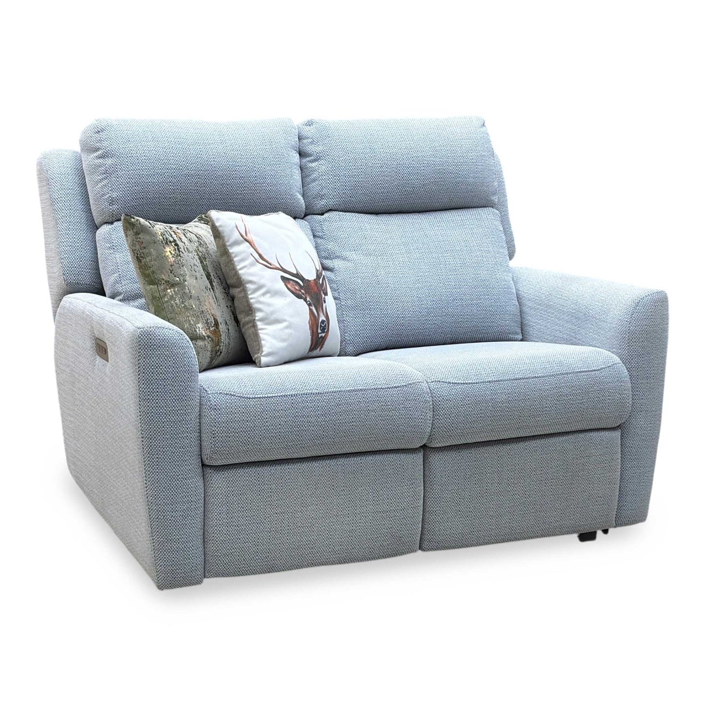 G Plan ‘Wren’ A181 Lagoon Cobalt Silver Fabric 2 Seater Power Recliner Sofa with Power Headrests and Power Lumbar