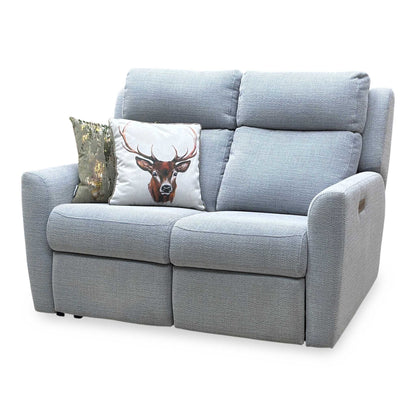 G Plan ‘Wren’ A181 Lagoon Cobalt Silver Fabric 2 Seater Power Recliner Sofa with Power Headrests and Power Lumbar