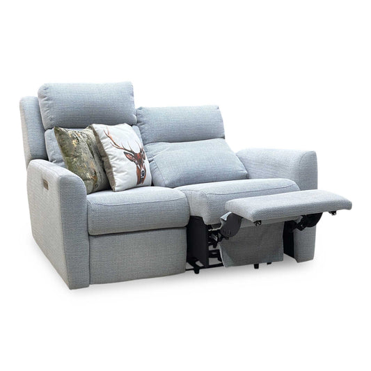 G Plan ‘Wren’ A181 Lagoon Cobalt Silver Fabric 2 Seater Power Recliner Sofa with Power Headrests and Power Lumbar