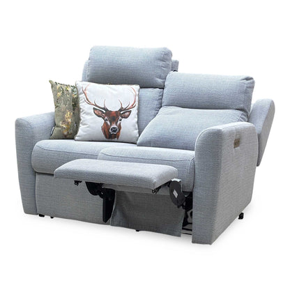 G Plan ‘Wren’ A181 Lagoon Cobalt Silver Fabric 2 Seater Power Recliner Sofa with Power Headrests and Power Lumbar