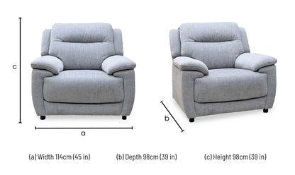 ‘Touch’ Fab-Meo-R27 Pewter Grey Fabric Armchair