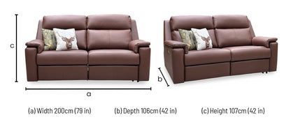 G Plan ‘Thornbury’ P210 Capri Oak Leather 3 Seater Power Recliner Sofa with Power Headrests and Power Lumbar