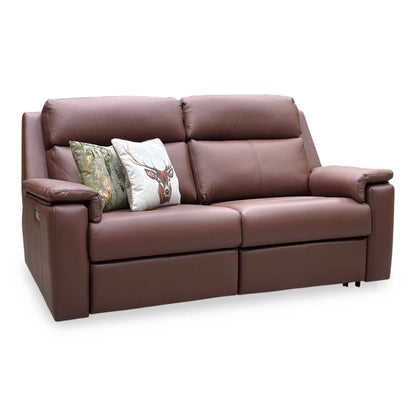 G Plan ‘Thornbury’ P210 Capri Oak Leather 3 Seater Power Recliner Sofa with Power Headrests and Power Lumbar