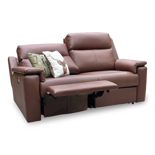 G Plan ‘Thornbury’ P210 Capri Oak Leather 3 Seater Power Recliner Sofa with Power Headrests and Power Lumbar