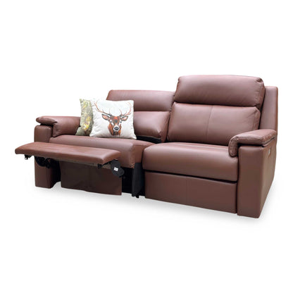G Plan ‘Thornbury’ P210 Capri Oak Leather 3 Seater Power Recliner Sofa with Power Headrests and Power Lumbar