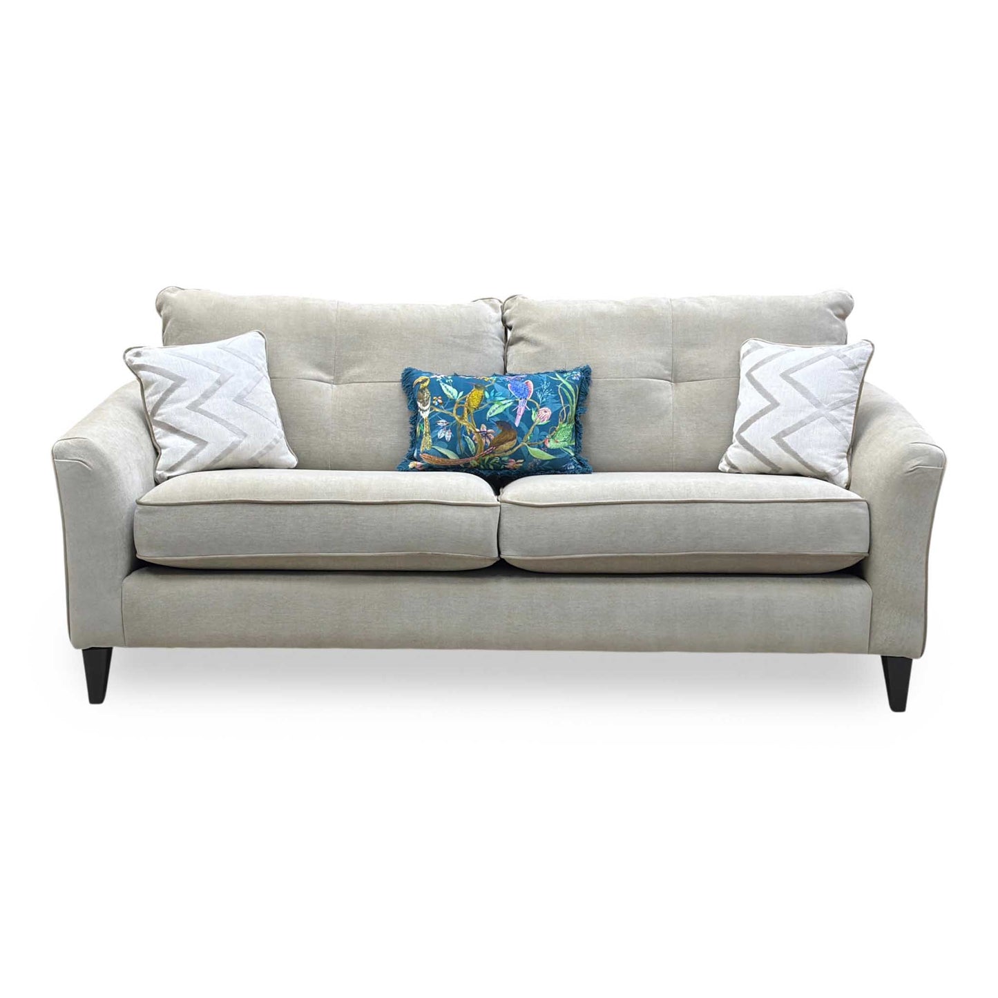 ‘Soho’ Mont Blanc Natural Velvet Fabric Classic Back 4 Seater Sofa