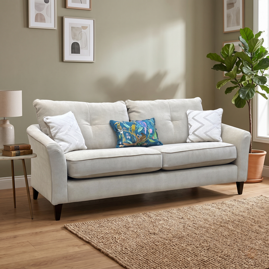 ‘Soho’ Mont Blanc Natural Velvet Fabric Classic Back 4 Seater Sofa – view 2