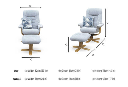 ‘Riga’ Chacha Dove Grey Fabric Swivel Chair and Footstool