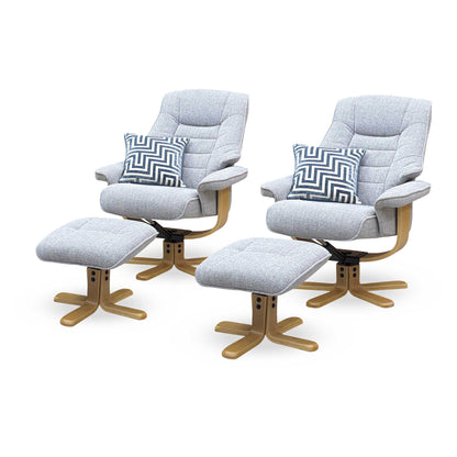‘Riga’ Chacha Dove Grey Fabric Swivel Chair and Footstool - Set of 2
