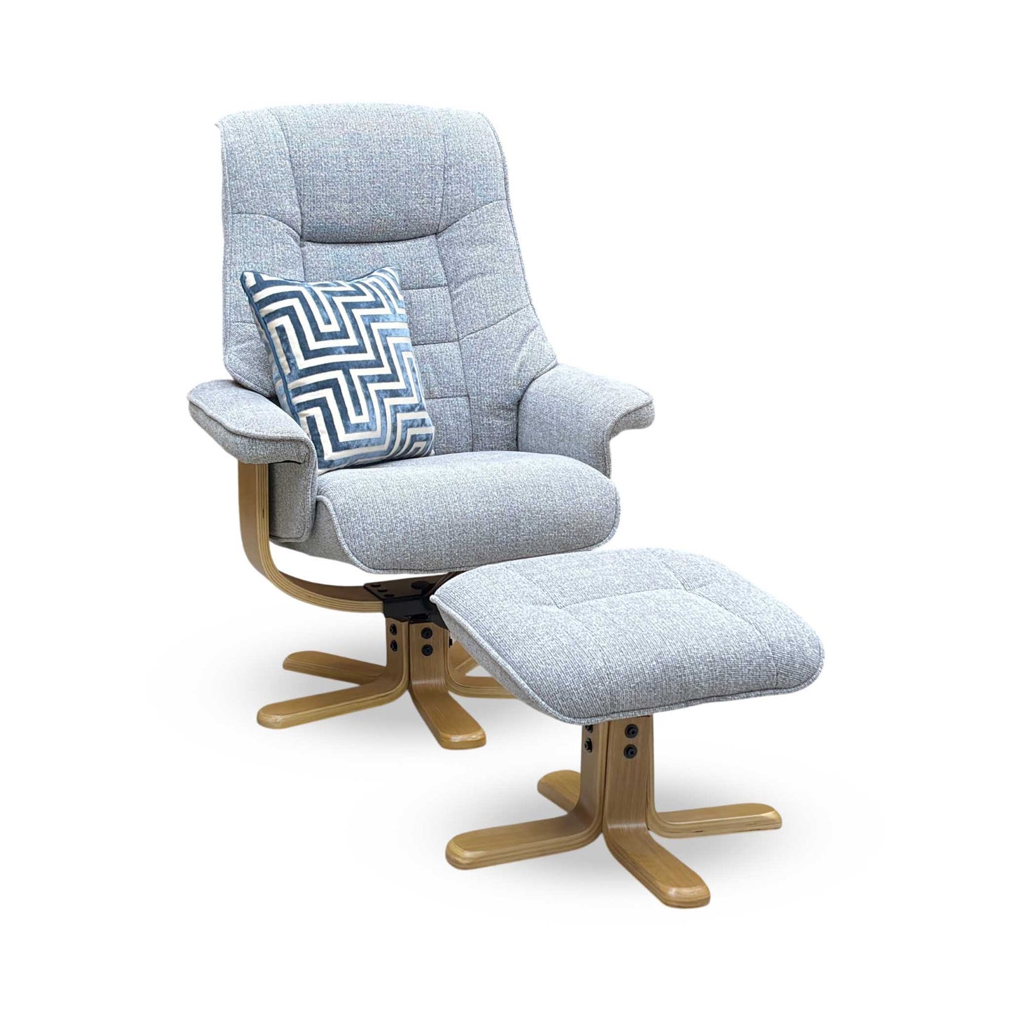 ‘Riga’ Chacha Dove Grey Fabric Swivel Chair and Footstool