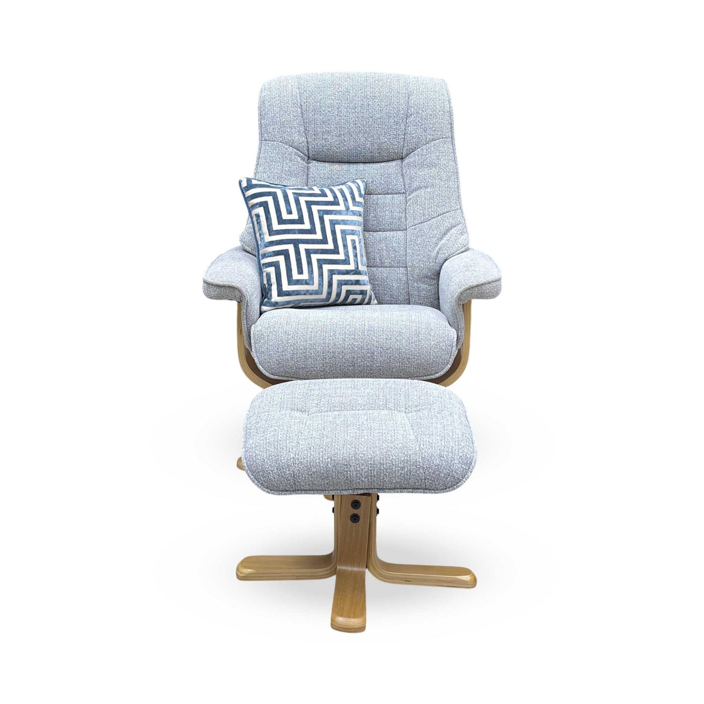 ‘Riga’ Chacha Dove Grey Fabric Swivel Chair and Footstool