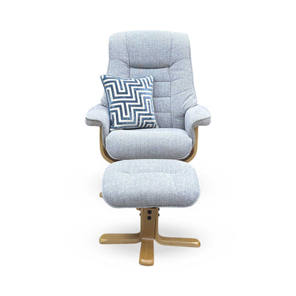 ‘Riga’ Chacha Dove Grey Fabric Swivel Chair and Footstool
