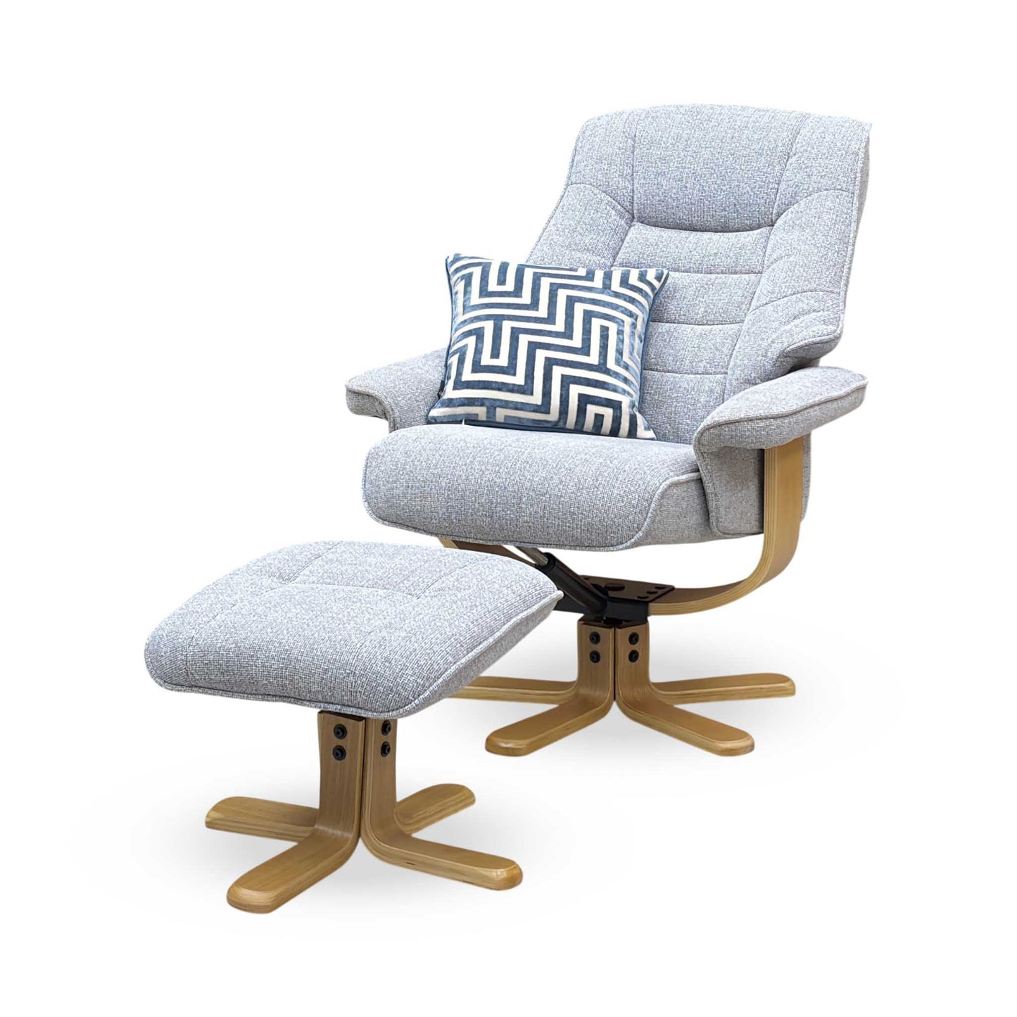 ‘Riga’ Chacha Dove Grey Fabric Swivel Chair and Footstool