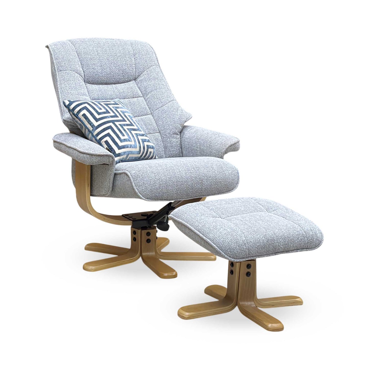 ‘Riga’ Chacha Dove Grey Fabric Swivel Chair and Footstool