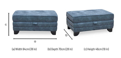 'Mariah' Dapple Ocean Blue Velvet Fabric Large Storage Footstool