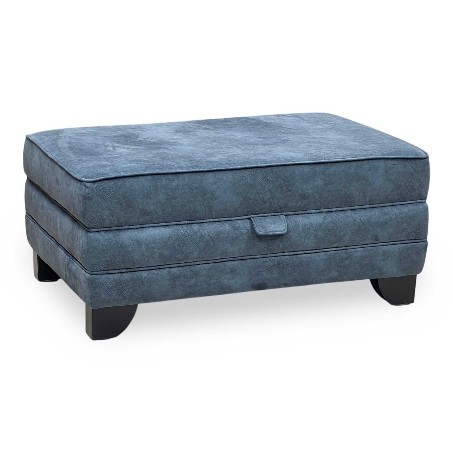 'Mariah' Dapple Ocean Blue Velvet Fabric Large Storage Footstool