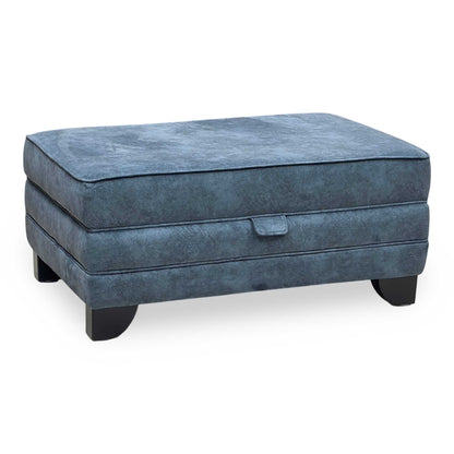 'Mariah' Dapple Ocean Blue Velvet Fabric Large Storage Footstool