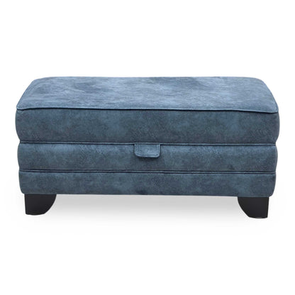'Mariah' Dapple Ocean Blue Velvet Fabric Large Storage Footstool