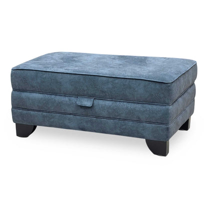 'Mariah' Dapple Ocean Blue Velvet Fabric Large Storage Footstool