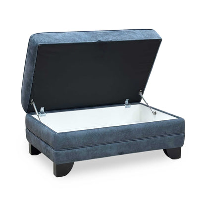 'Mariah' Dapple Ocean Blue Velvet Fabric Large Storage Footstool