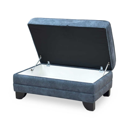 'Mariah' Dapple Ocean Blue Velvet Fabric Large Storage Footstool