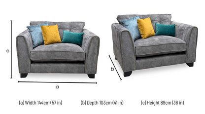 ‘Mariah’ Dapple Moleskin-Tri Brass Insert Velvet Fabric Classic Back Snuggler Chair