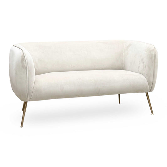 'Velaro' Biscuit Velvet Small 2 Seater Accent Sofa