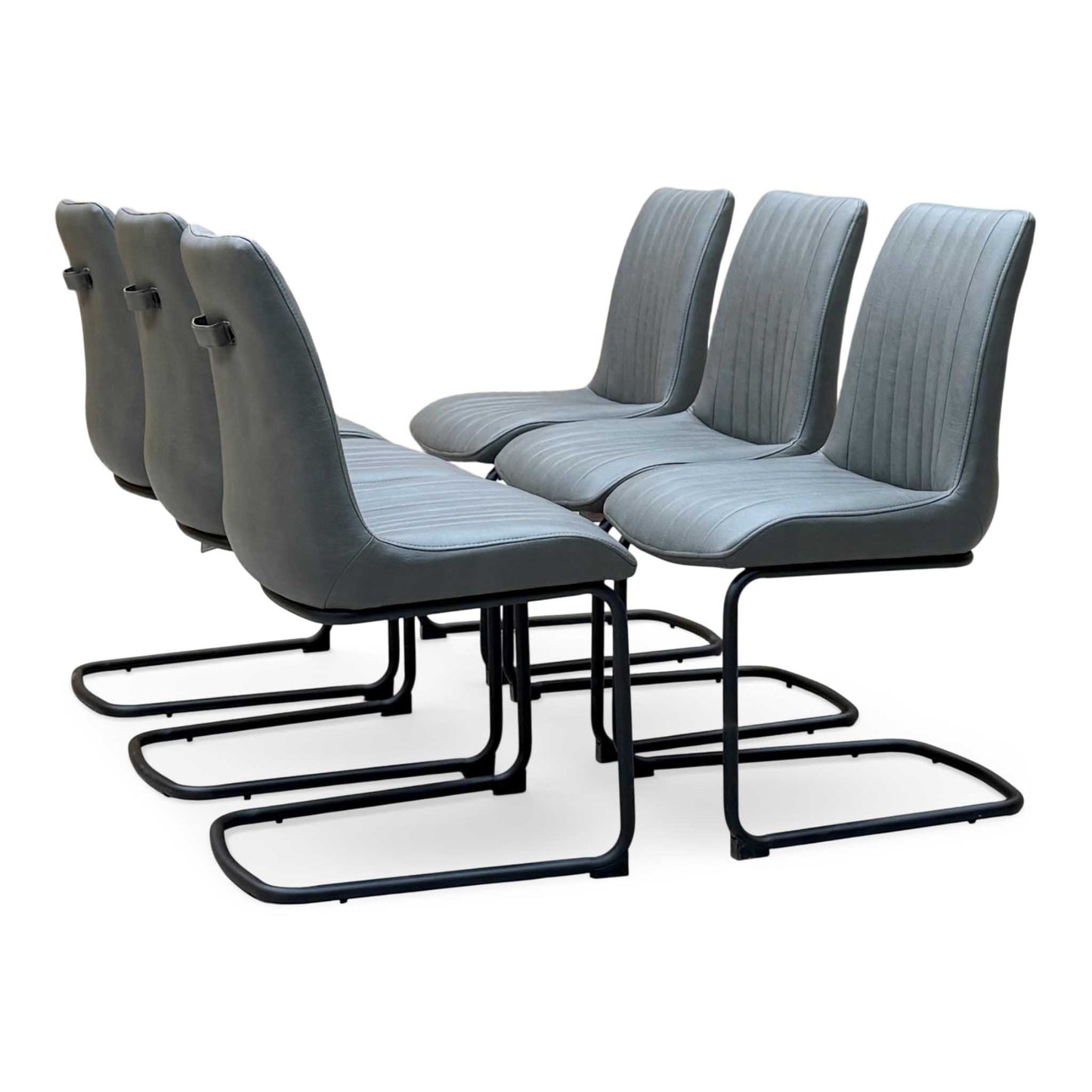 Bodahl ‘Terra' Grey Faux Leather Set of 6 Cantilever Dining Chairs