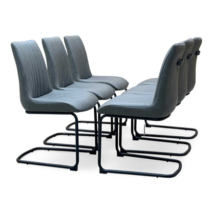 Bodahl ‘Terra' Grey Faux Leather Set of 6 Cantilever Dining Chairs