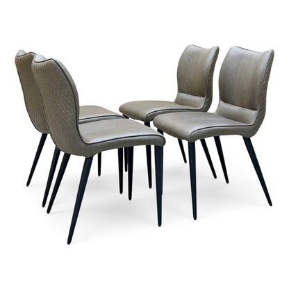 ‘Murcia’ Antiqued Olive Green Faux Leather Set of 4 Dining Chairs