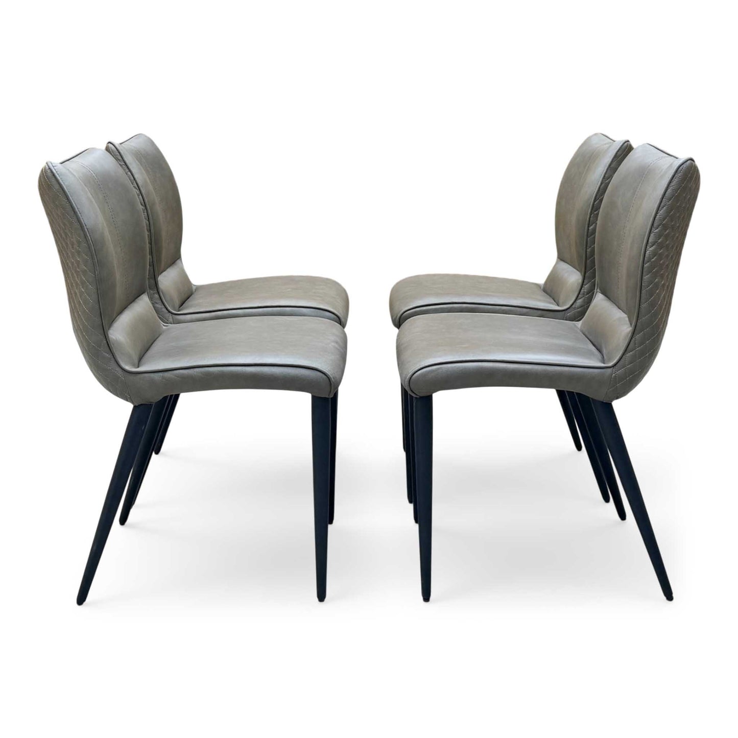 ‘Murcia’ Antiqued Olive Green Faux Leather Set of 4 Dining Chairs