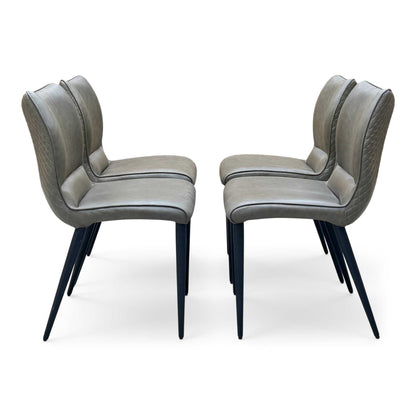‘Murcia’ Antiqued Olive Green Faux Leather Set of 4 Dining Chairs