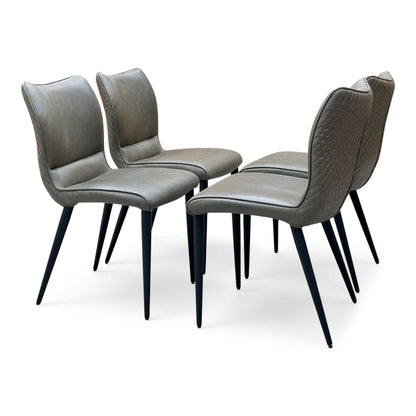 ‘Murcia’ Antiqued Olive Green Faux Leather Set of 4 Dining Chairs