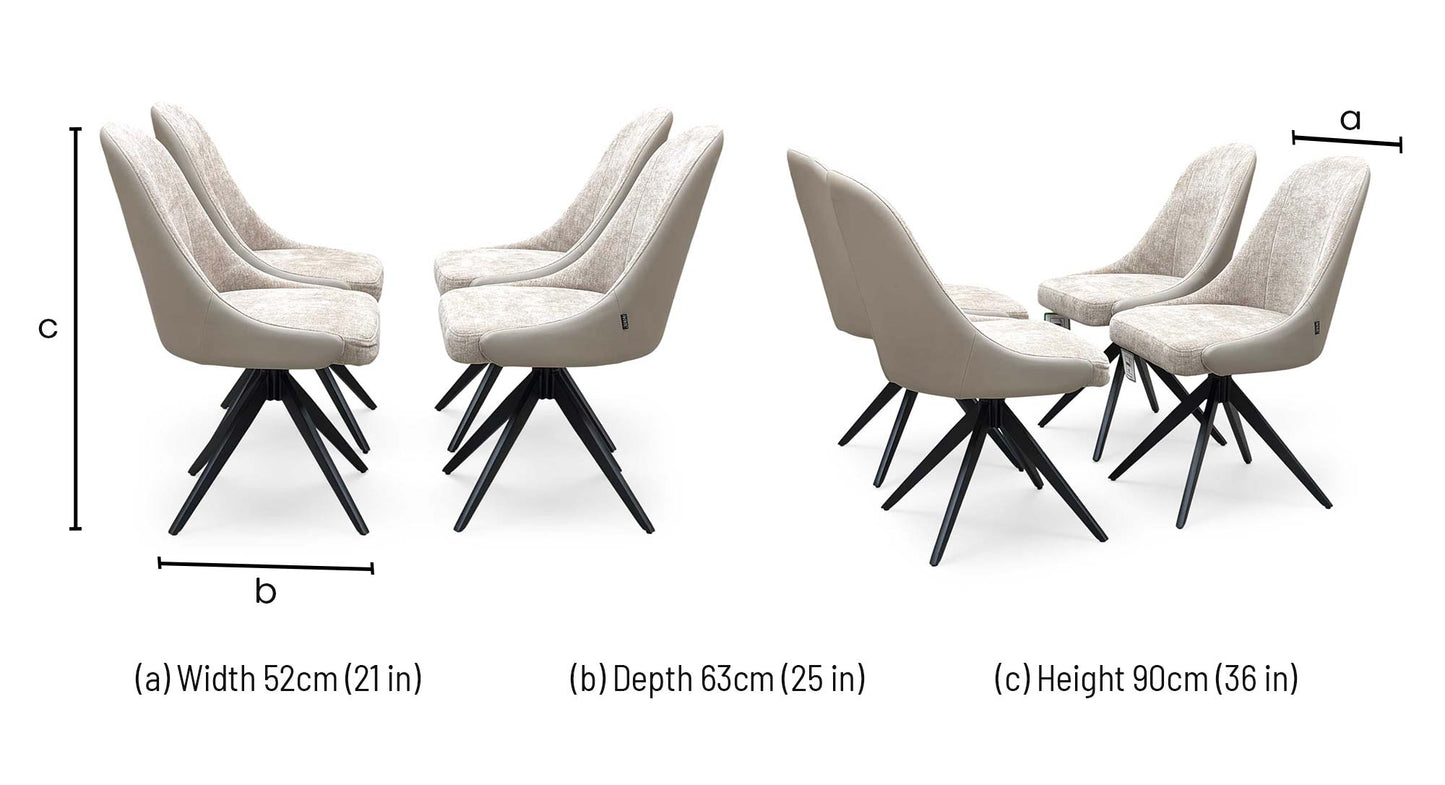 ‘Jose’ Pebble Cream Fabric Set of 4 Swivel Dining Chairs