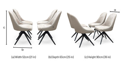 ‘Jose’ Pebble Cream Fabric Set of 4 Swivel Dining Chairs