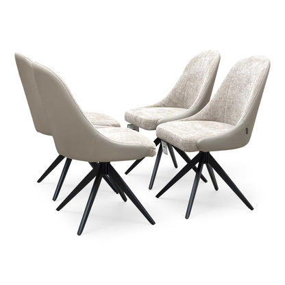 ‘Jose’ Pebble Cream Fabric Set of 4 Swivel Dining Chairs