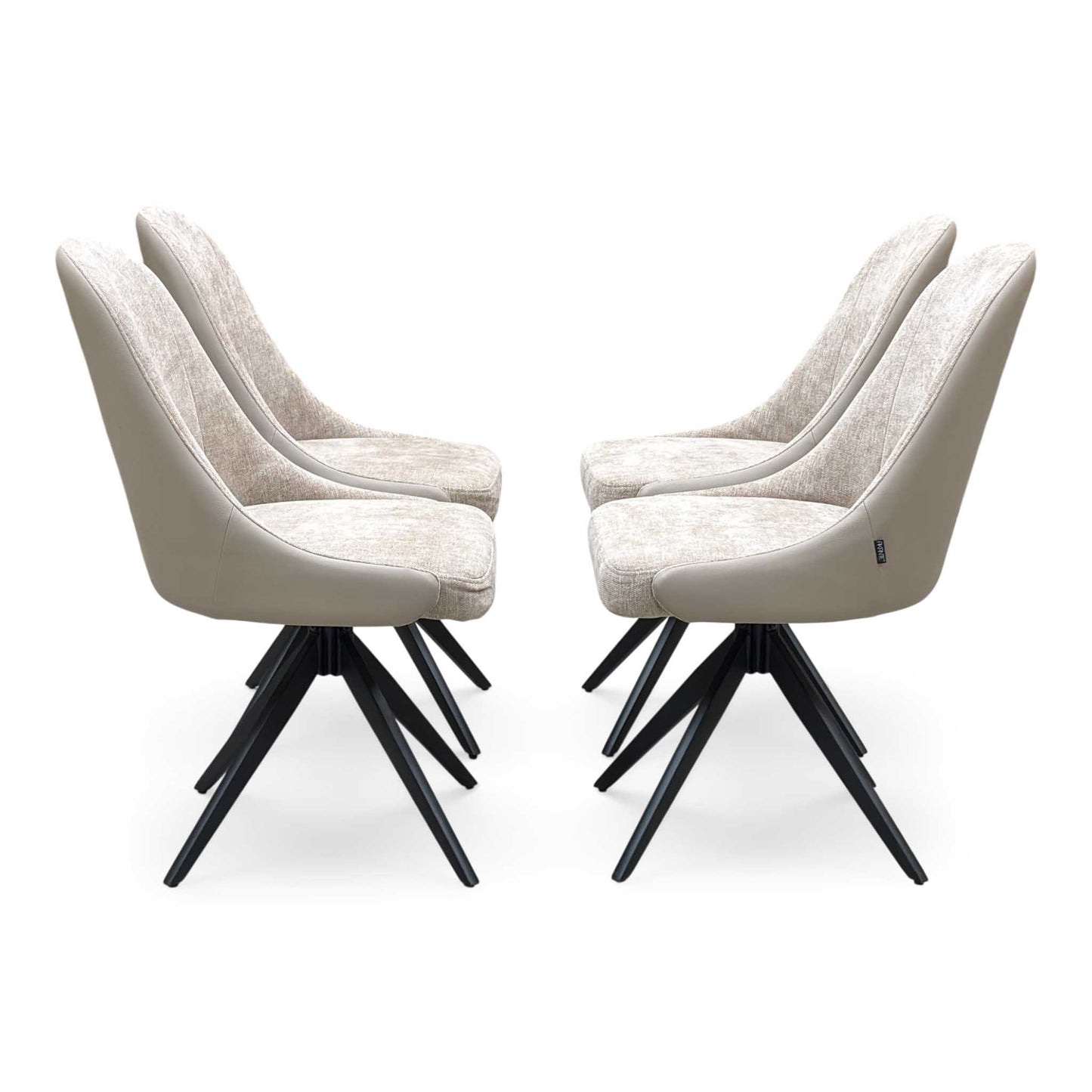 ‘Jose’ Pebble Cream Fabric Set of 4 Swivel Dining Chairs