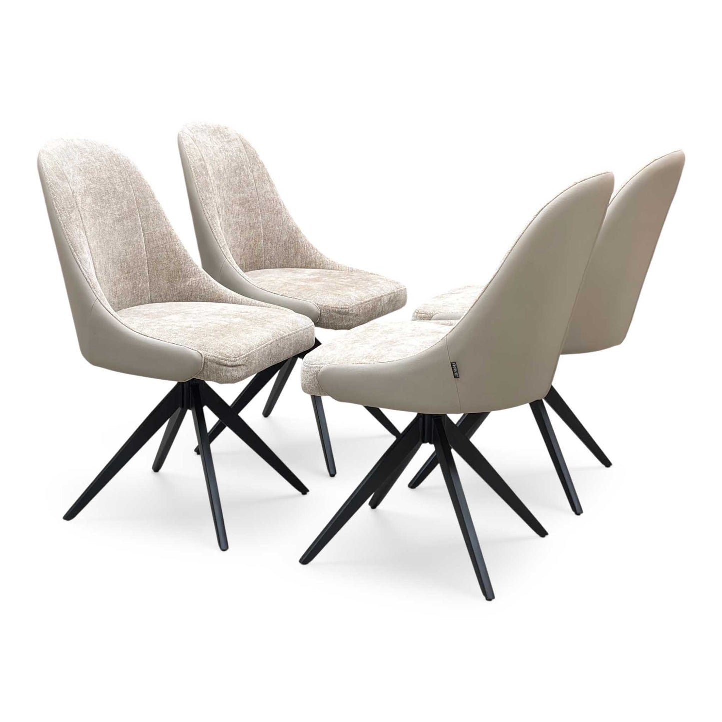 ‘Jose’ Pebble Cream Fabric Set of 4 Swivel Dining Chairs