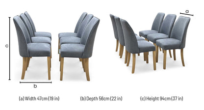 ‘Hamilton’ Charcoal Grey Fabric Set of 6 Dining Chairs